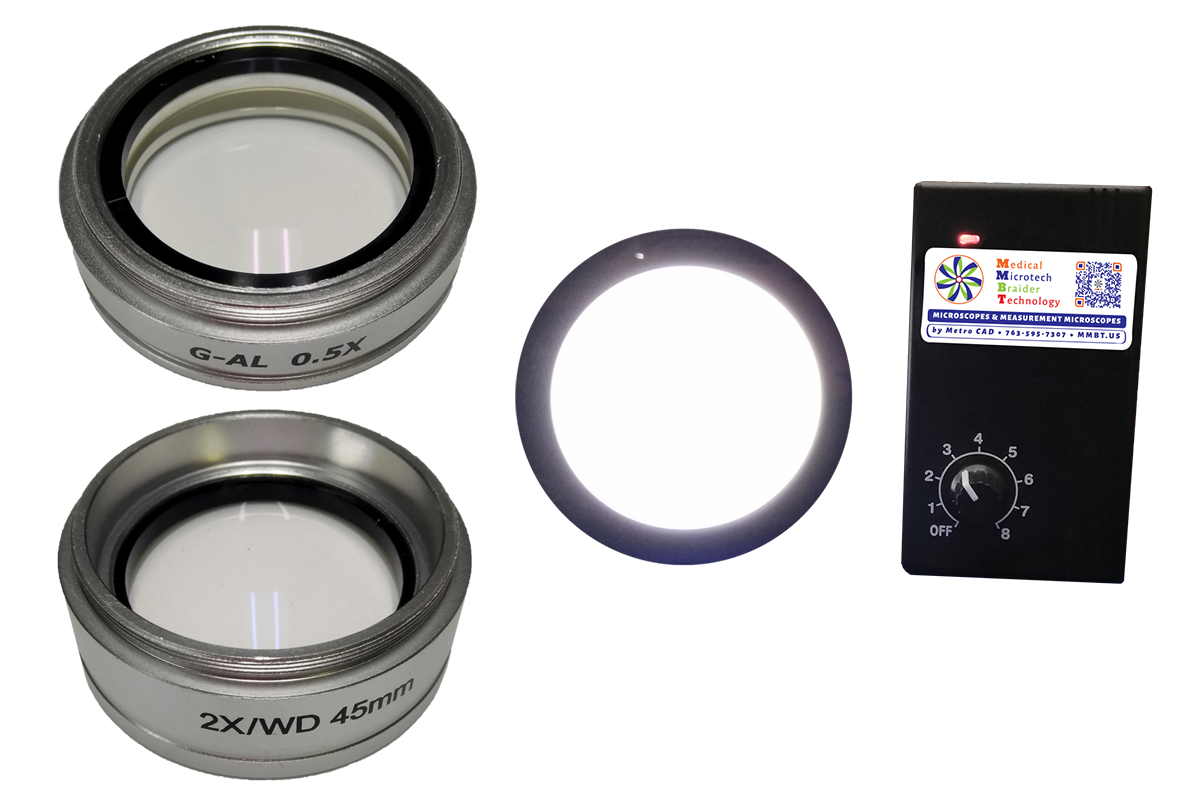 microscope objective lenses 2x doubler .5x splitter circle led backlight